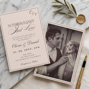 Convites Foto Antiga Nada de Extravagante Só Amor Casamento
