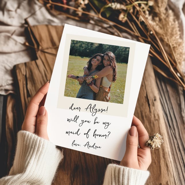 Convites Foto Antiga Pedido de Dama de Honra Manuscrito (Criador carregado)