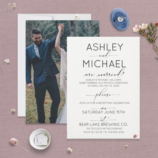 Convites Foto Apenas de Recepção de TIPOGRAFIA CALLIGRAPHY (Criador carregado)