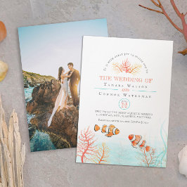 Convites Foto aquática do palhaço de coral de casamento