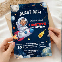 Foto Astronauta Espaço Exterior Foguete Aniversári