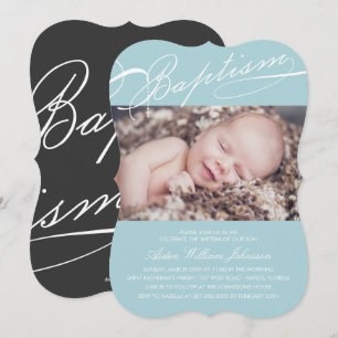 Convites Foto azul da cruz baseado num guião do rosário d