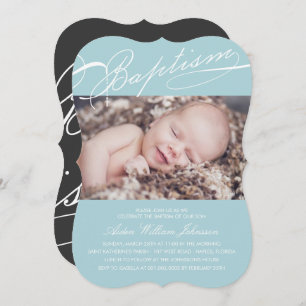 Convites Foto azul da cruz baseado num guião do rosário do