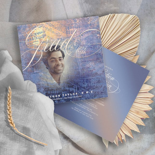 Convites Foto azul de Formando de música moderna ID899 (Criador carregado)