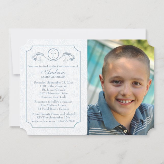 Convites Foto Azul Foco Convocação Religiosa (Frente)