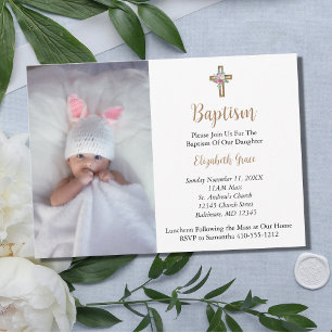 Convites Foto Batismo Batizado Menina Bebê Menino