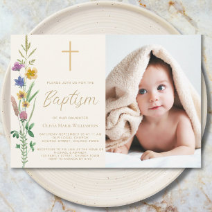 Convites Foto Batismo Flor Silvestre