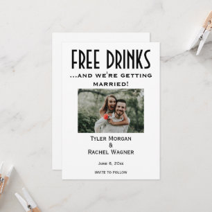Convites Foto "Bebidas Gratuitas" Salvar as Datas