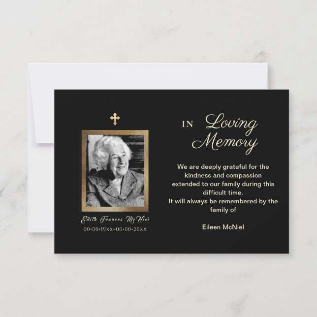 Convites Foto: Bereavement Obrigado, após o funeral (Frente)