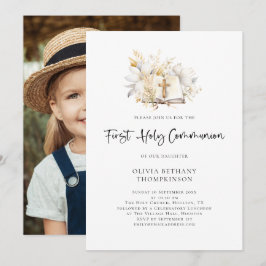 Convites Foto Bíblia Moderna Florais Primeira Sagrada Comun