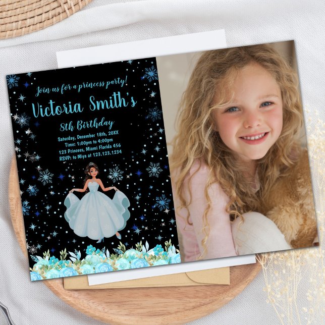 Convites Foto: Black Floral Princess Birthday (Photo Black Floral Princess Birthday Invitations)