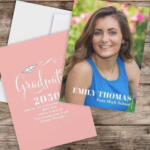 Convites Foto Blush do Script Elegante de Caligrafia do for