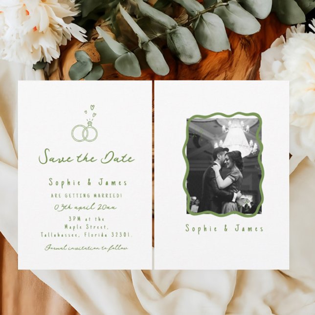 Convites Foto Boho Doodle casamento elegante simples (Criador carregado)