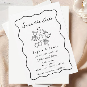 Convites Foto Boho Doodle Casamento elegante simples