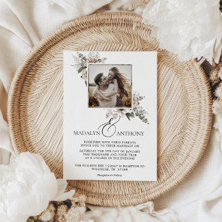 Convites Foto Boho Floral Watercolor Casamento