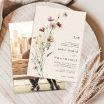 Convites Foto: Boho Wildflower Invitation<br><div class="desc">Este convite de casamento com na moda e elegantes monogramas de fotos apresenta lindas flores de aquarela pintadas manualmente organizadas como um buquê adorável perfeito para primavera,  verão ou casamentos outono. Encontre itens correspondentes na Coleção de Casamentos de Boho Wildflower.</div>