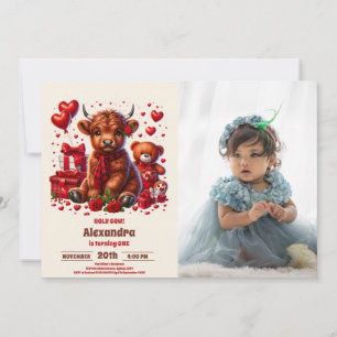 Convites Foto bonita Santa Vaca Highland 1 rua Primeiro Ani