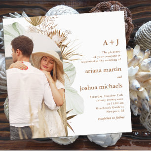 Convites Foto Botânica Boho com Casamento Monograma