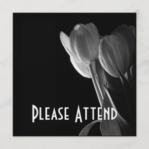 Convites Foto branca das tulipas no fundo preto