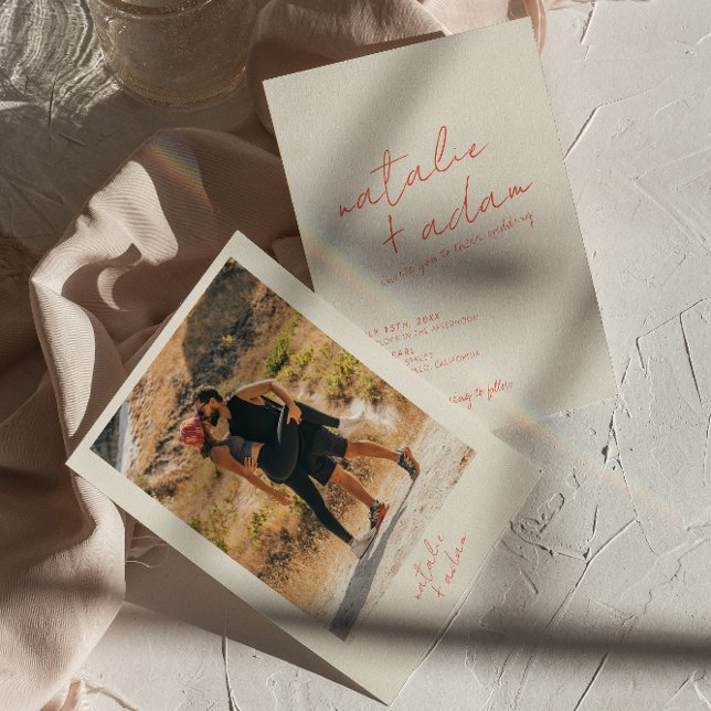 Convites Foto Brilhante Laranja Retro Brincadeira (Criador carregado)