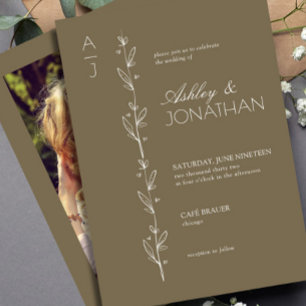 Convites Foto Brown do Divisor Botânico Moderno Casamento M