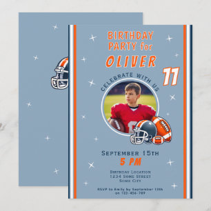 Convites Foto Cartoon de Capacete de Futebol de Aniversário