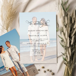 Convites Foto, Casamento de Caligrafia Moderna e Elegante