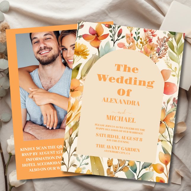 Convites Foto: Casamento de Flores Selvagens Cor de Água Ro (Criador carregado)