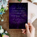 Convites Foto: Casamento Dourado Mágico com Cor de Água Púr<br><div class="desc">Foto: Púrpura d'água Púrpura,  Convite Dourado para Casamento Mágico. Itens correspondentes disponíveis.</div>