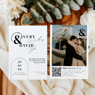 Convites Foto: Casamento Simples do Código QR Moderno Mínim