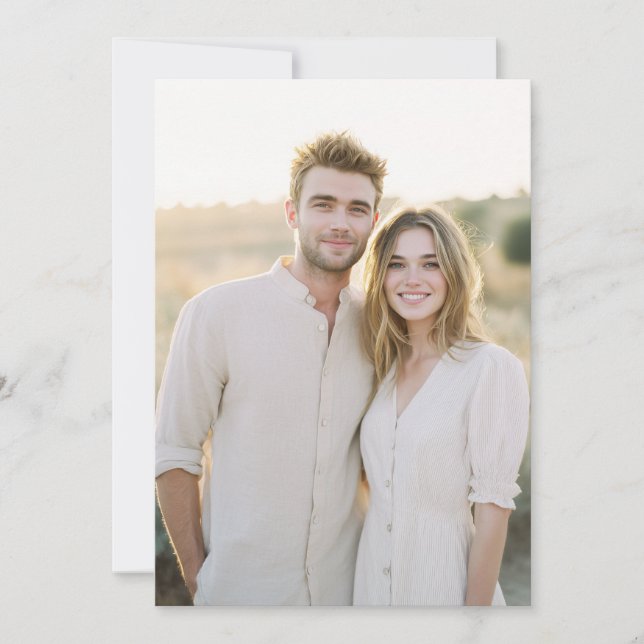 Convites Foto Casual Bege Quente (Frente)