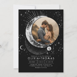 Convites Foto Celestial Mystical Moon Starry Night