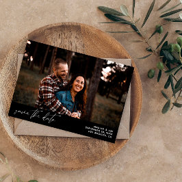 Convites Foto Chic Moderna Horizontal Salvar a Data Branco 