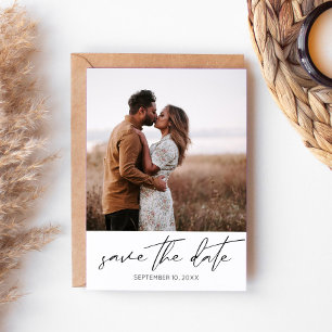 Convites Foto Chic Moderna Vertical Salve a Data White Inv