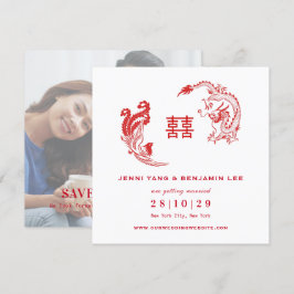 Convites Foto Chinesa Dragão-Phoenix Salva A Data