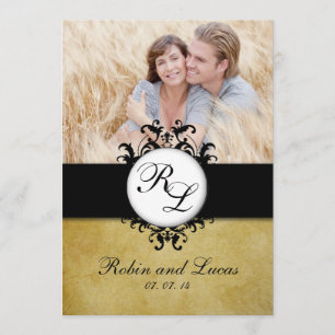 Convites Foto chique do casamento do monograma do vintage