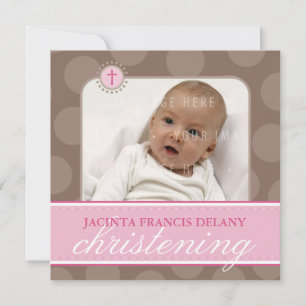 Convites FOTO CHRISTENING CONVIDA: polkadot 1SQ