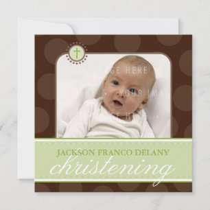 Convites FOTO CHRISTENING CONVIDA: Polkadot 4SQ