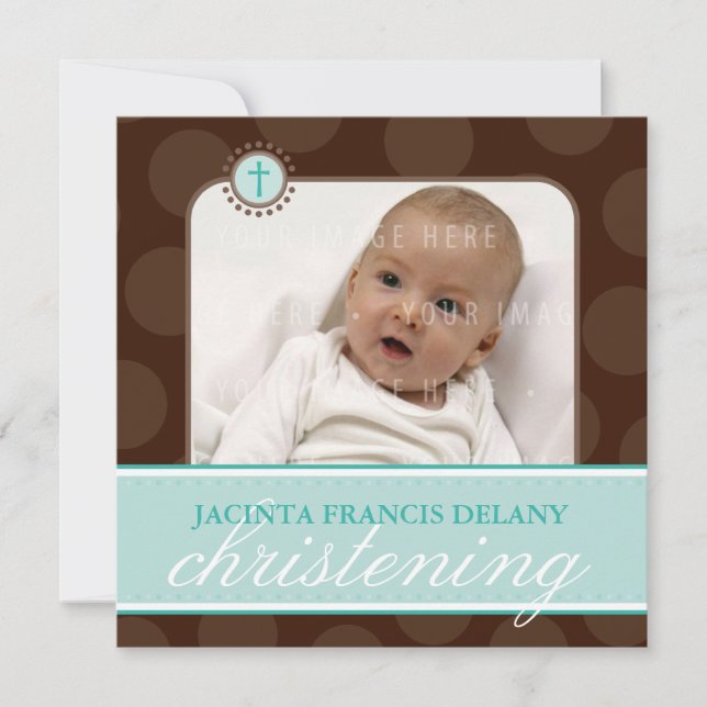 Convites FOTO CHRISTENING CONVIDA: Polkadot 5SQ (Frente)