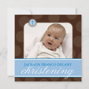 Convites FOTO CHRISTENING CONVIDA: Polkadot 6SQ