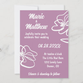 Convites Foto Clássica Pale Mauve Floral Invitation