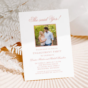 Convites Foto Clássica Rosa Dourado Ela Disse Sim