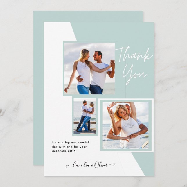 Convites Foto Collage OBRIGADO VOCÊ Casamento/Bebê/Formando (Frente/Verso)