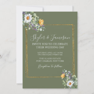 Convites Foto Colorida Código QR de Flor Selvagem Casamento