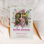 Convites Foto Colorida De 16 De Aniversário, Sweet 16<br><div class="desc">Este belo design combina o fascínio livre espiritual das flores silvestres coloridas com o delicado encanto das borboletas vintage. A paleta é uma mistura vibrante de verdes naturais, pinças quentes, roxo moody, amarelos ensolarados e blues do céu, fazer-a como banquete para os olhos e perfeitamente adequada para uma quinceñera memorável....</div>