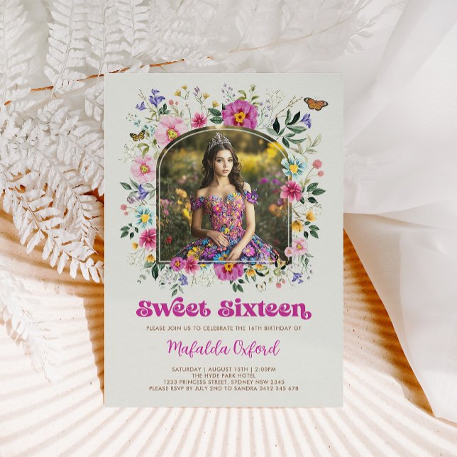 Convites Foto Colorida De 16 De Aniversário, Sweet 16 (Criador carregado)