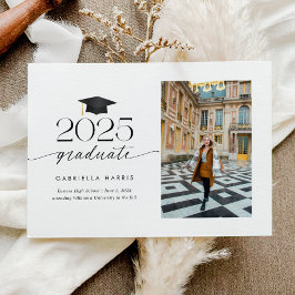 Convites Foto com Letra Moderna Preta e Branca | 2 lados