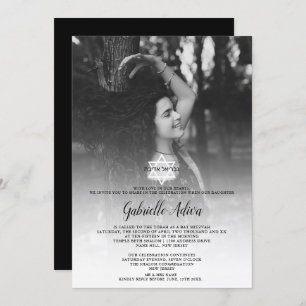 Convites Foto com nome simples de chicstar hebrel Bat Mitzv