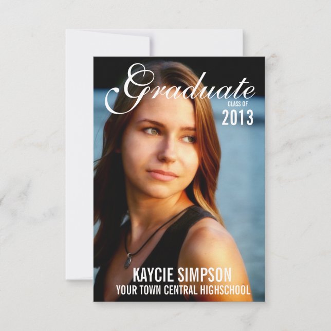 Convites Foto completa da graduação da foto com texto do (Frente)