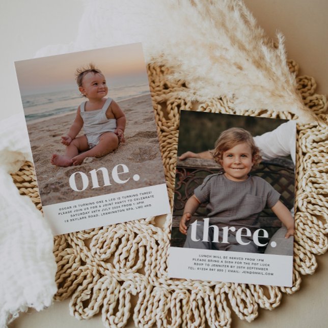 Convites Foto conjunta de dois lados - Meninos (Criador carregado)